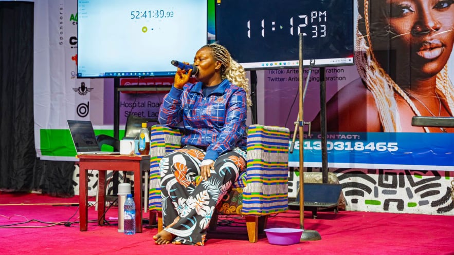 Arite's Guinness World Record attempt for the longest singing hours by an Individual